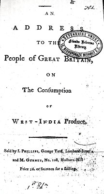 Title page of the first edition of William Fox's Address to the People of Great Britain