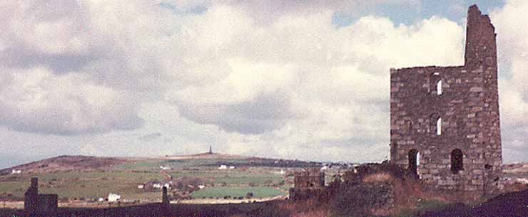 The Grenville Stamps Engine and view to Carn Brea, Troon, Cornwall